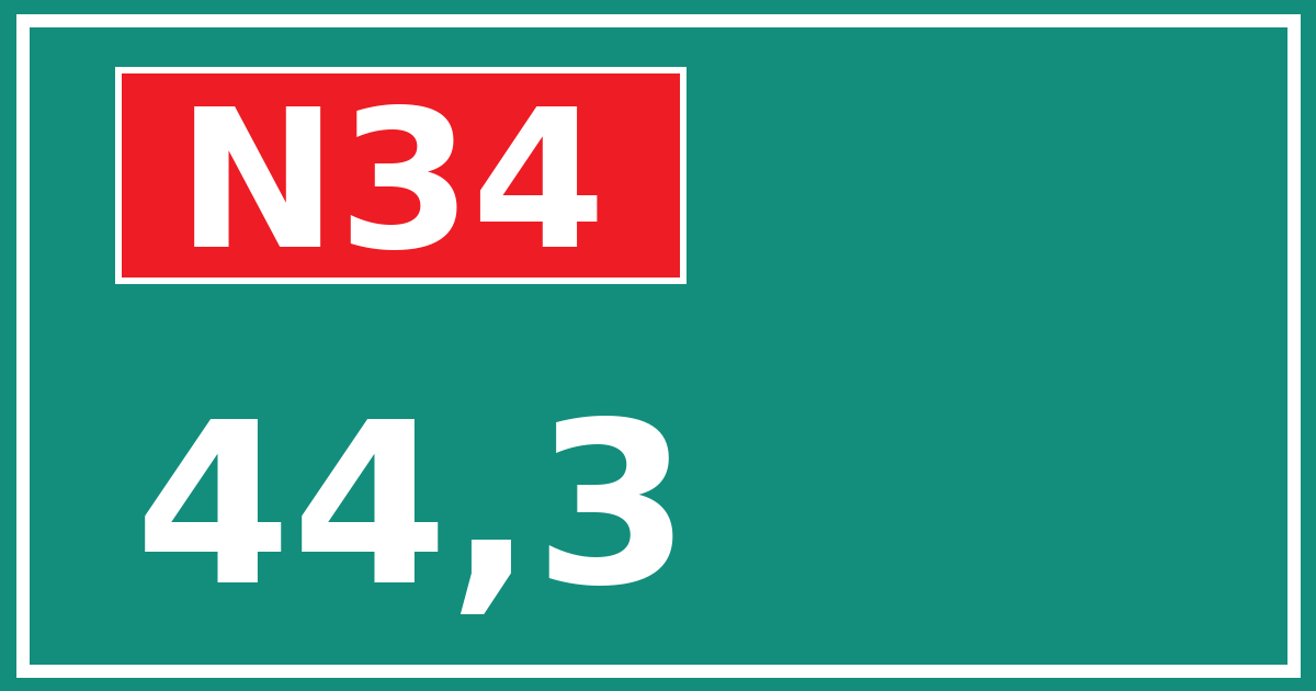 Hectometerbord N34 44,3