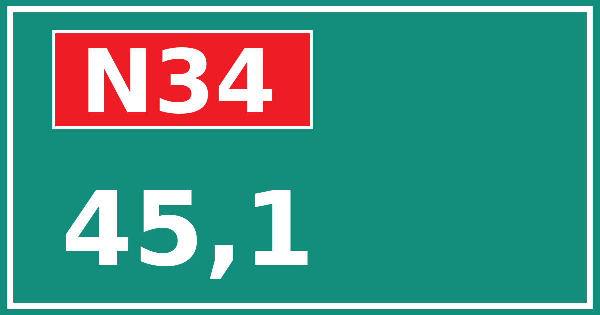 Hectometerbord N34 45,1