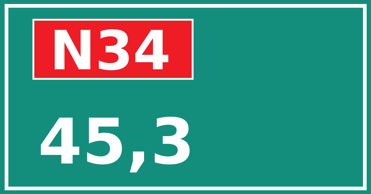 Hectometerbord N34 45,3