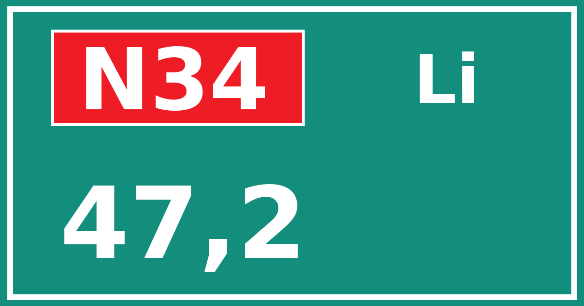 Hectometerbord N34 47,2 zijde Li