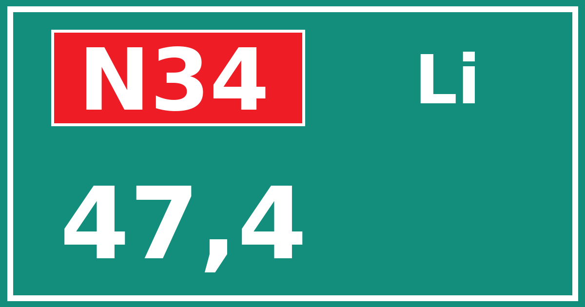 Hectometerbord N34 47,4 zijde Li