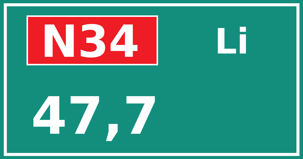 Hectometerbord N34 47,7 zijde Li