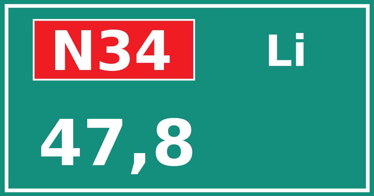 Hectometerbord N34 47,8 zijde Li