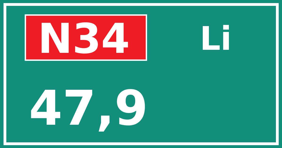 Hectometerbord N34 47,9 zijde Li