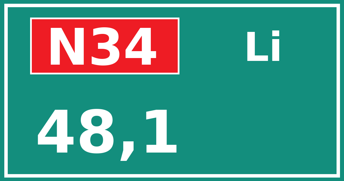 Hectometerbord N34 48,1 zijde Li