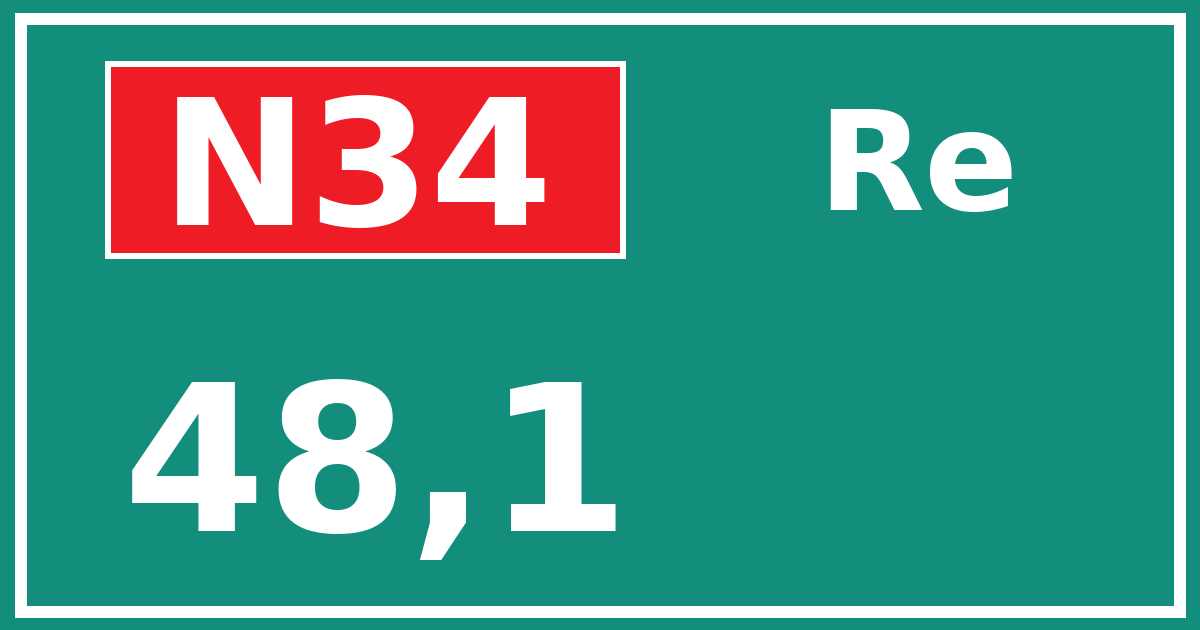 Hectometerbord N34 48,1 zijde Re
