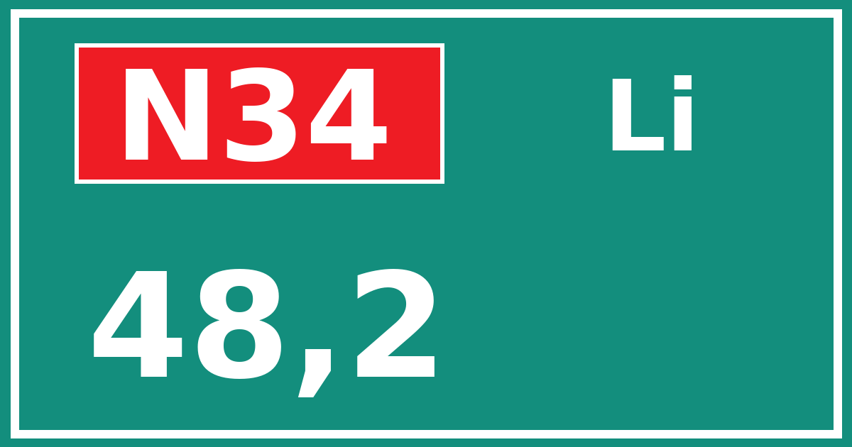 Hectometerbord N34 48,2 zijde Li