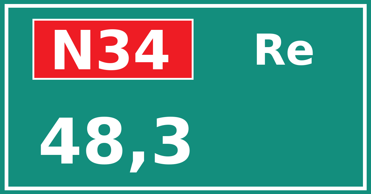 Hectometerbord N34 48,3 zijde Re