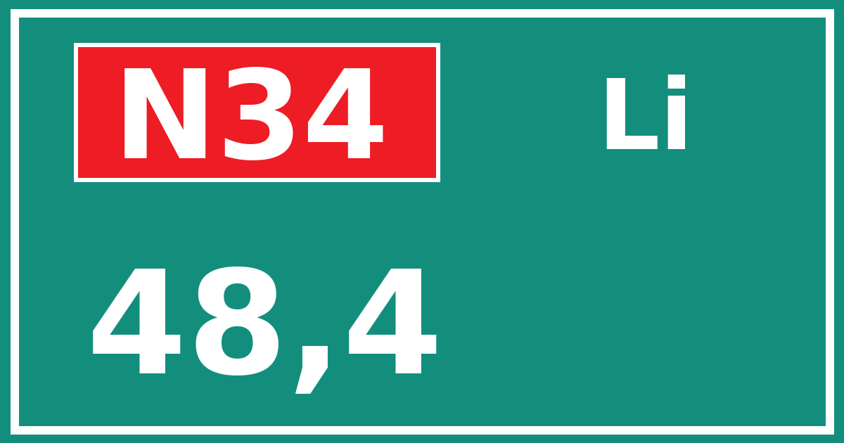 Hectometerbord N34 48,4 zijde Li