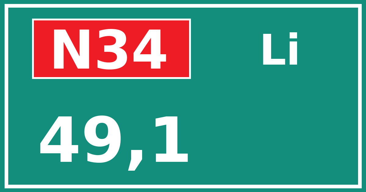 Hectometerbord N34 49,1 zijde Li
