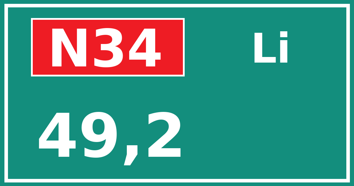 Hectometerbord N34 49,2 zijde Li