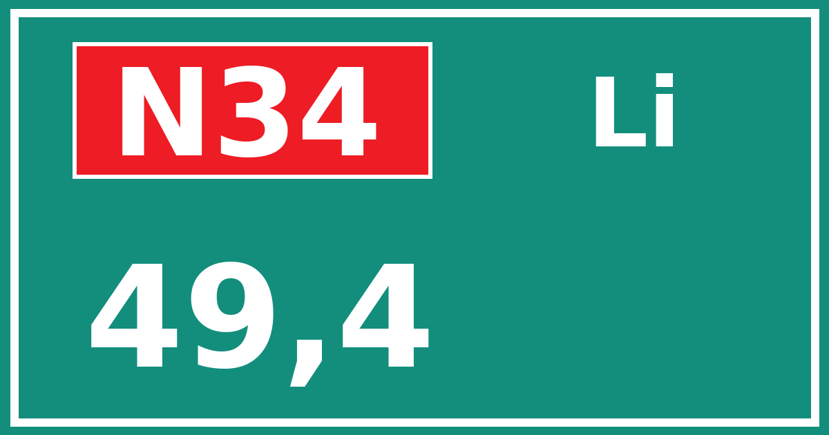 Hectometerbord N34 49,4 zijde Li