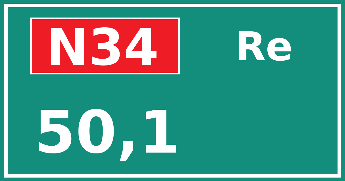 Hectometerbord N34 50,1 zijde Re