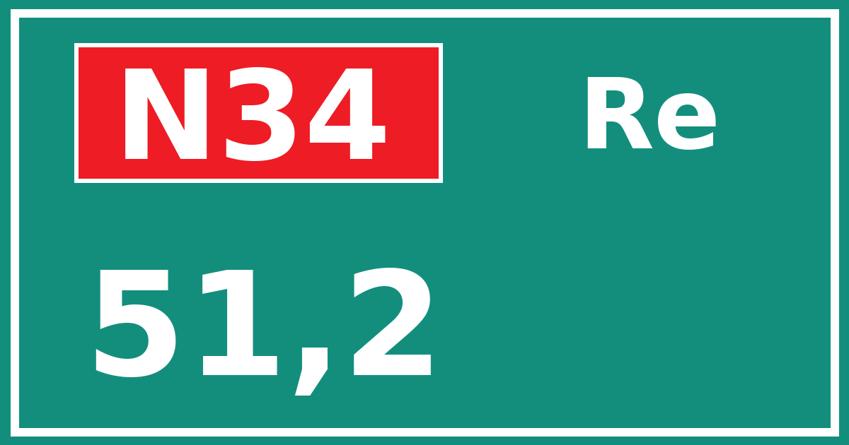 Hectometerbord N34 51,2 zijde Re