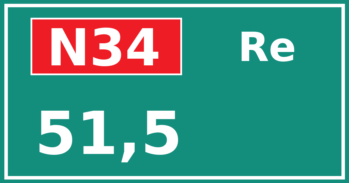 Hectometerbord N34 51,5 zijde Re
