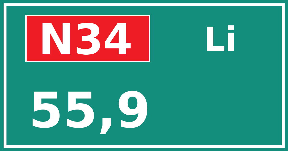 Hectometerbord N34 55,9 zijde Li