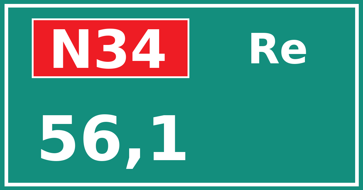 Hectometerbord N34 56,1 zijde Re