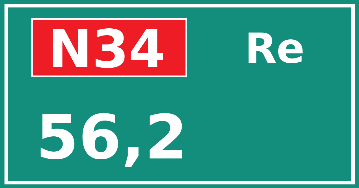 Hectometerbord N34 56,2 zijde Re
