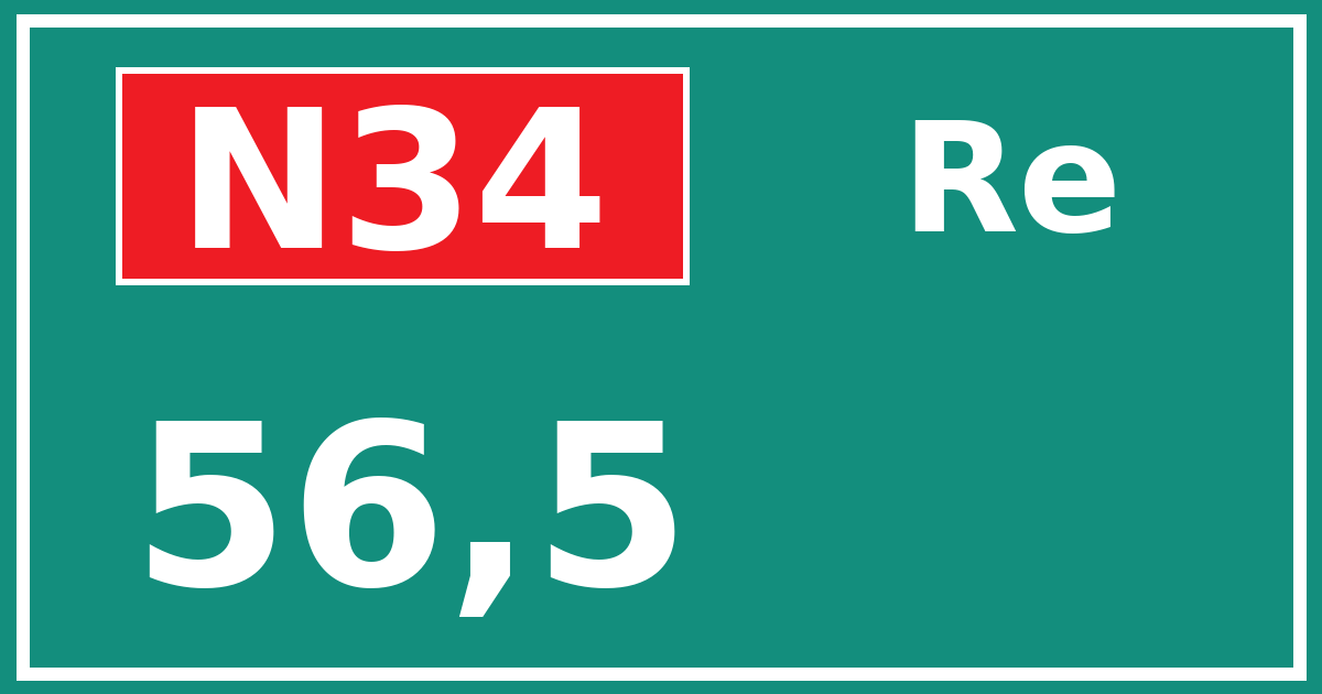 Hectometerbord N34 56,5 zijde Re