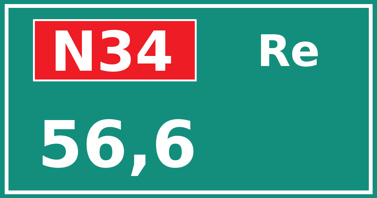 Hectometerbord N34 56,6 zijde Re