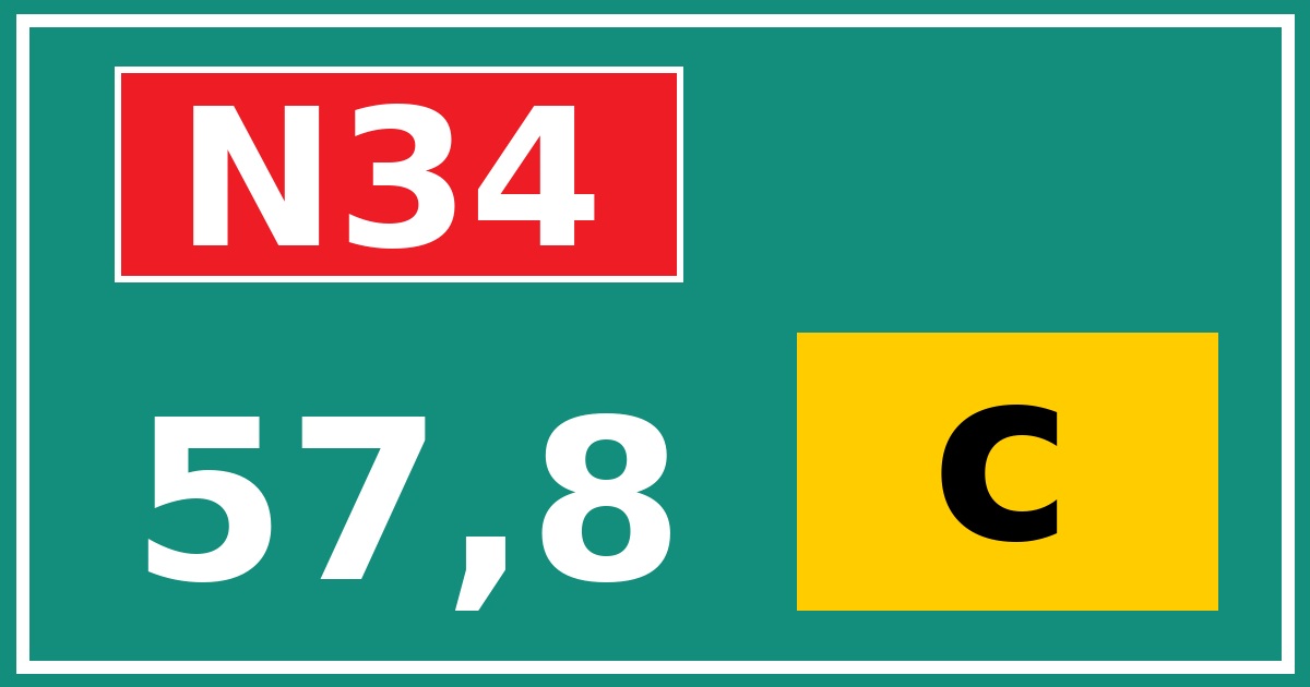Hectometerbord N34 57,8 letter c