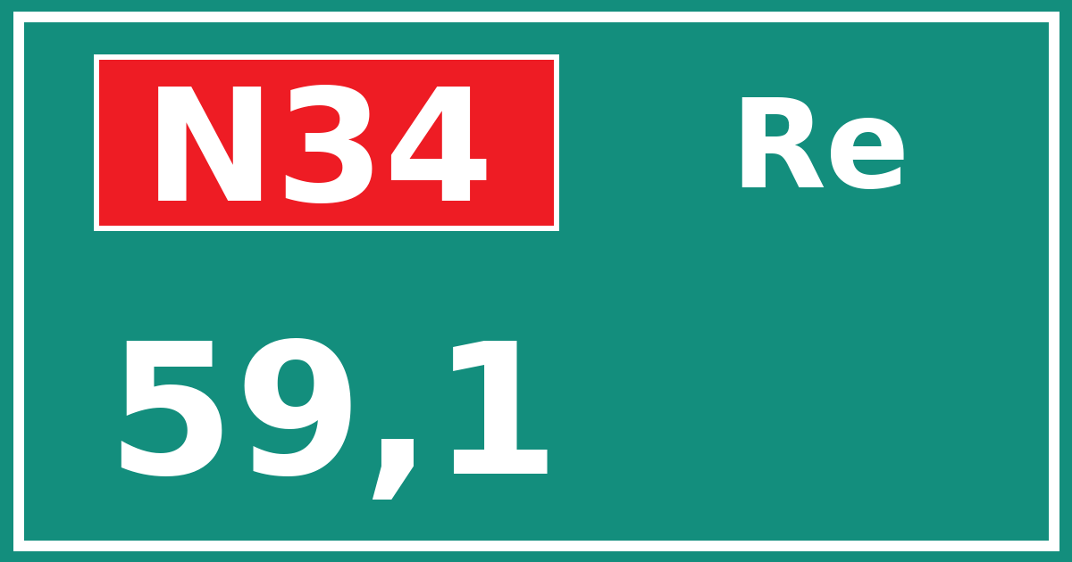 Hectometerbord N34 59,1 zijde Re