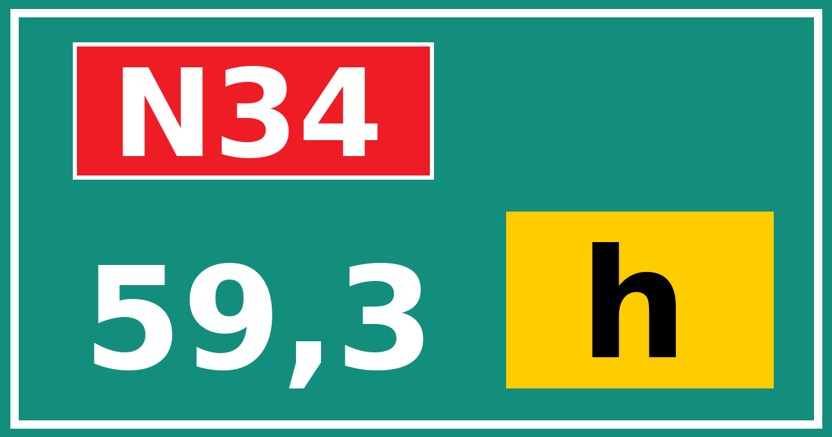 Hectometerbord N34 59,3 letter h
