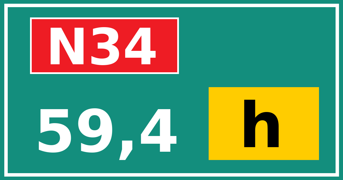 Hectometerbord N34 59,4 letter h