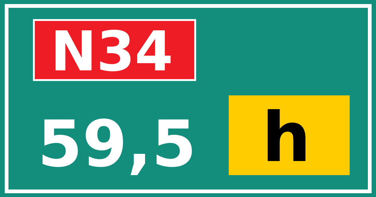 Hectometerbord N34 59,5 letter h