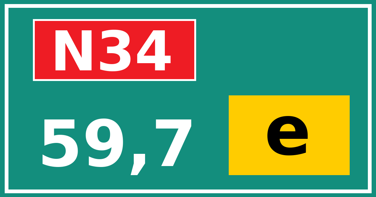 Hectometerbord N34 59,7 letter e