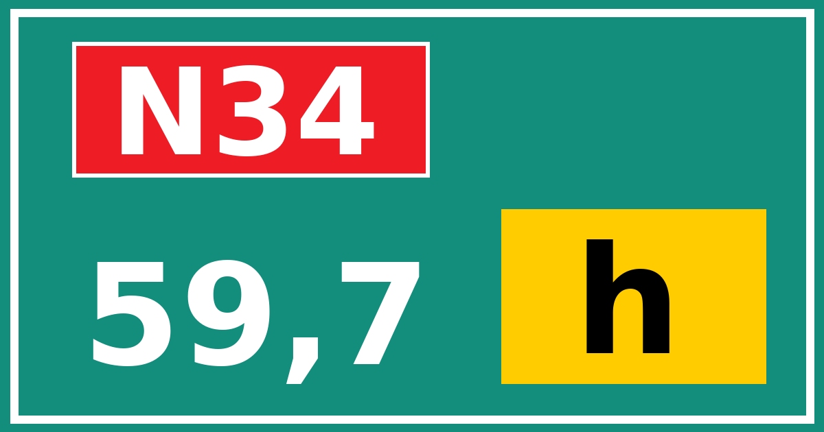 Hectometerbord N34 59,7 letter h