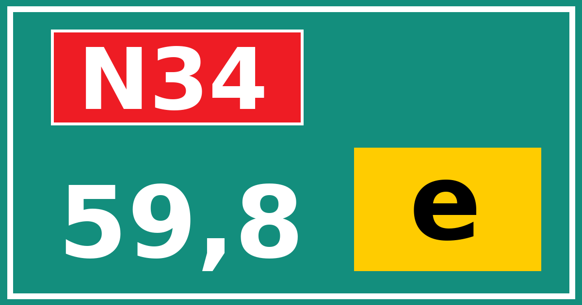 Hectometerbord N34 59,8 letter e