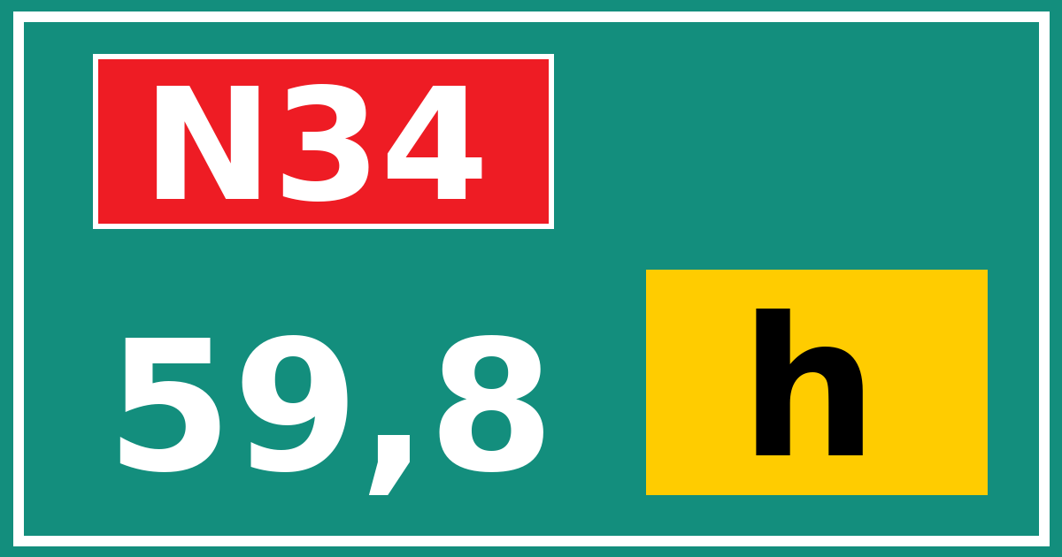 Hectometerbord N34 59,8 letter h
