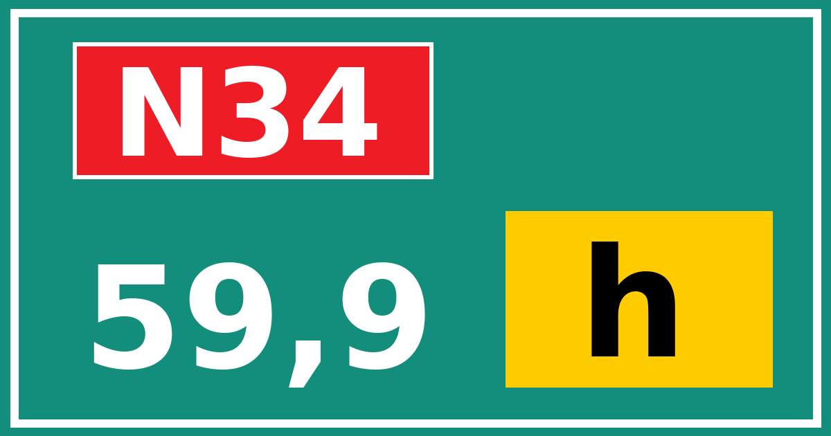 Hectometerbord N34 59,9 letter h