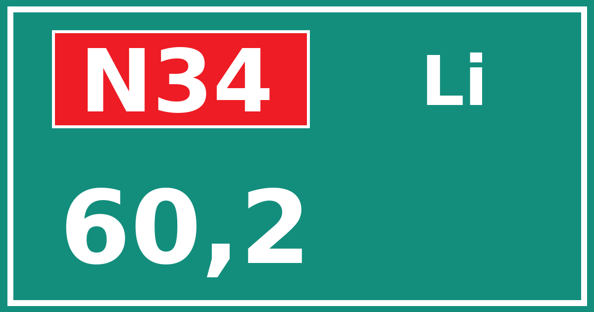 Hectometerbord N34 60,2 zijde Li