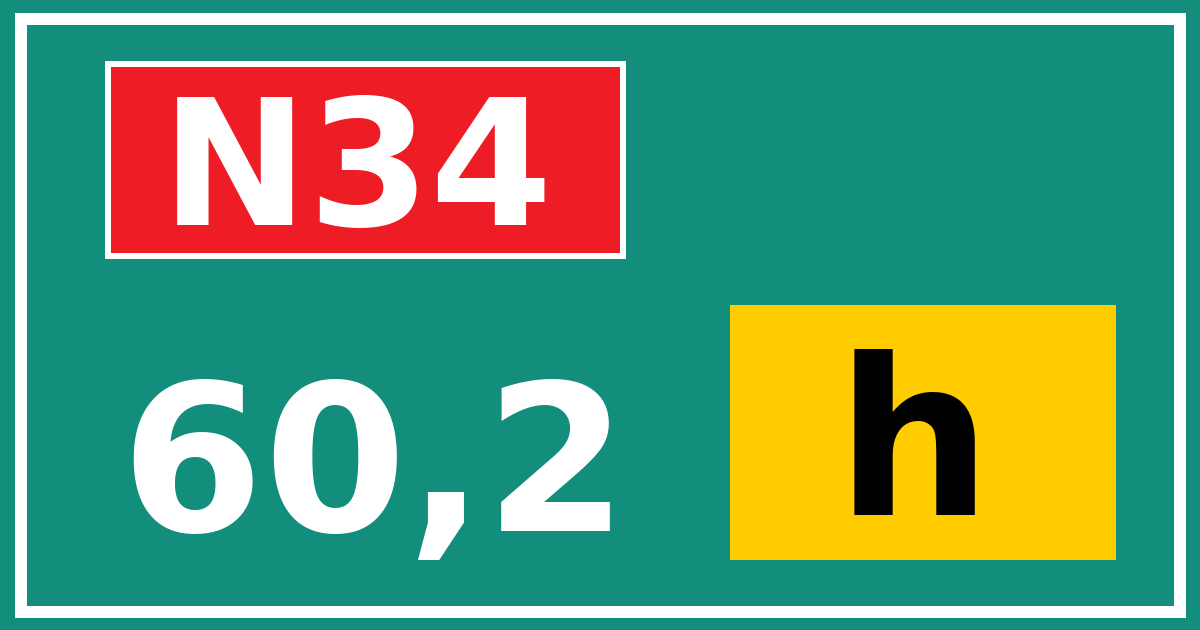Hectometerbord N34 60,2 letter h