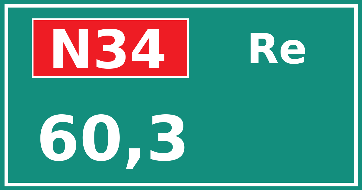 Hectometerbord N34 60,3 zijde Re
