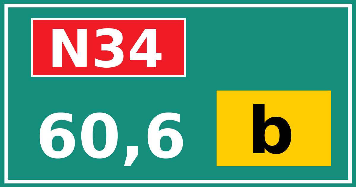 Hectometerbord N34 60,6 letter b