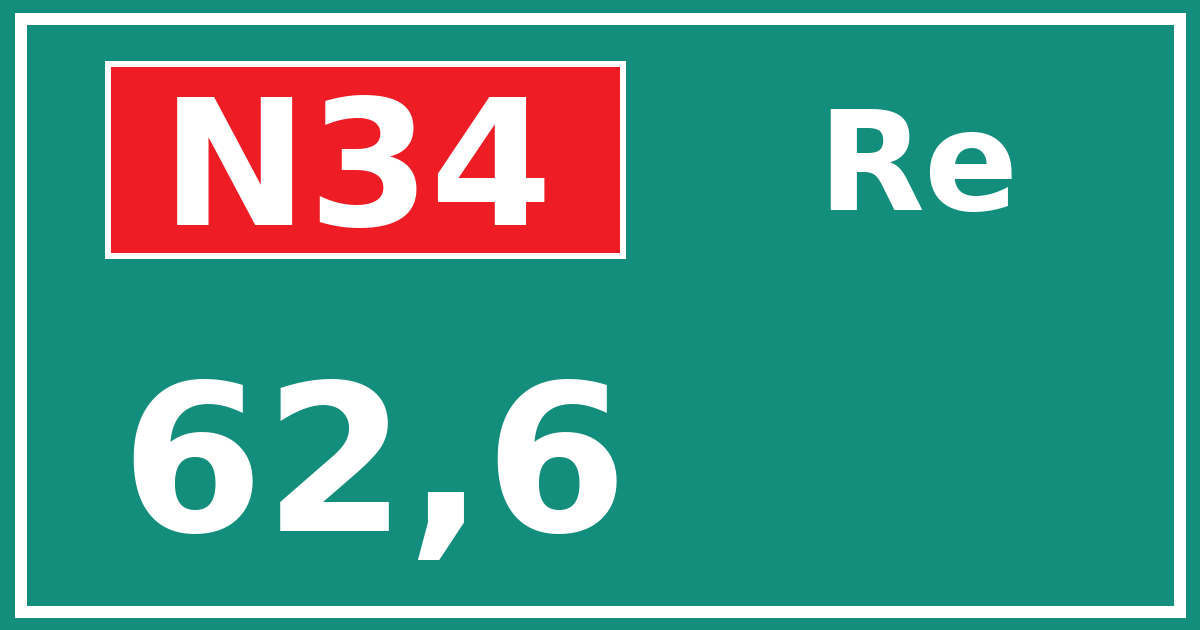 Hectometerbord N34 62,6 zijde Re