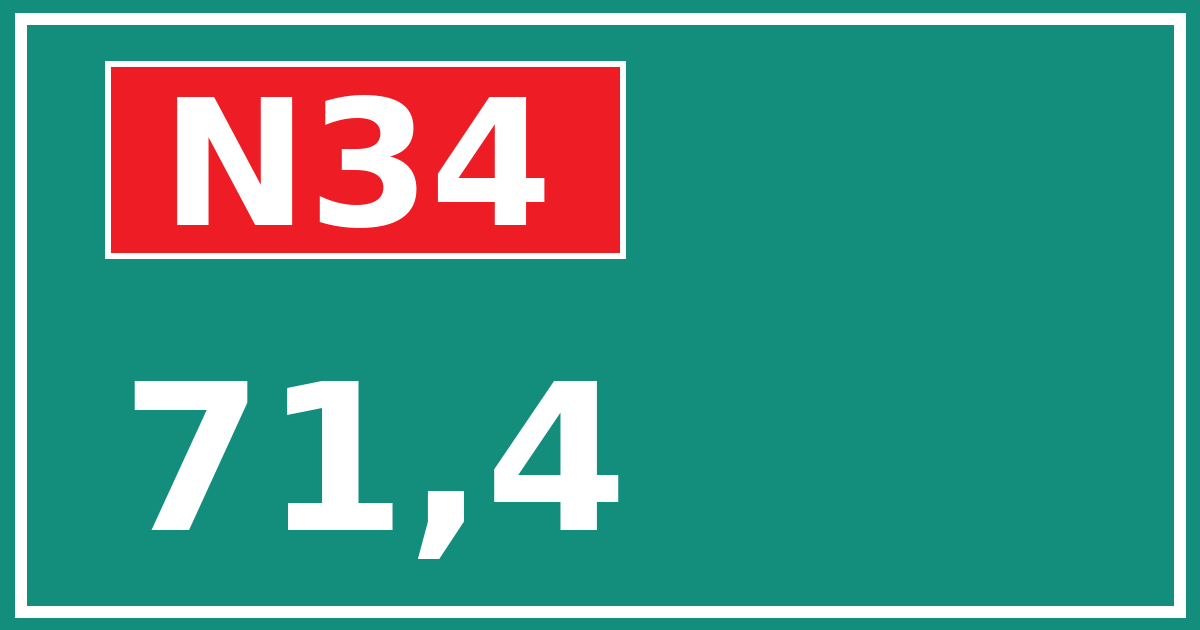 Hectometerbord N34 71,4