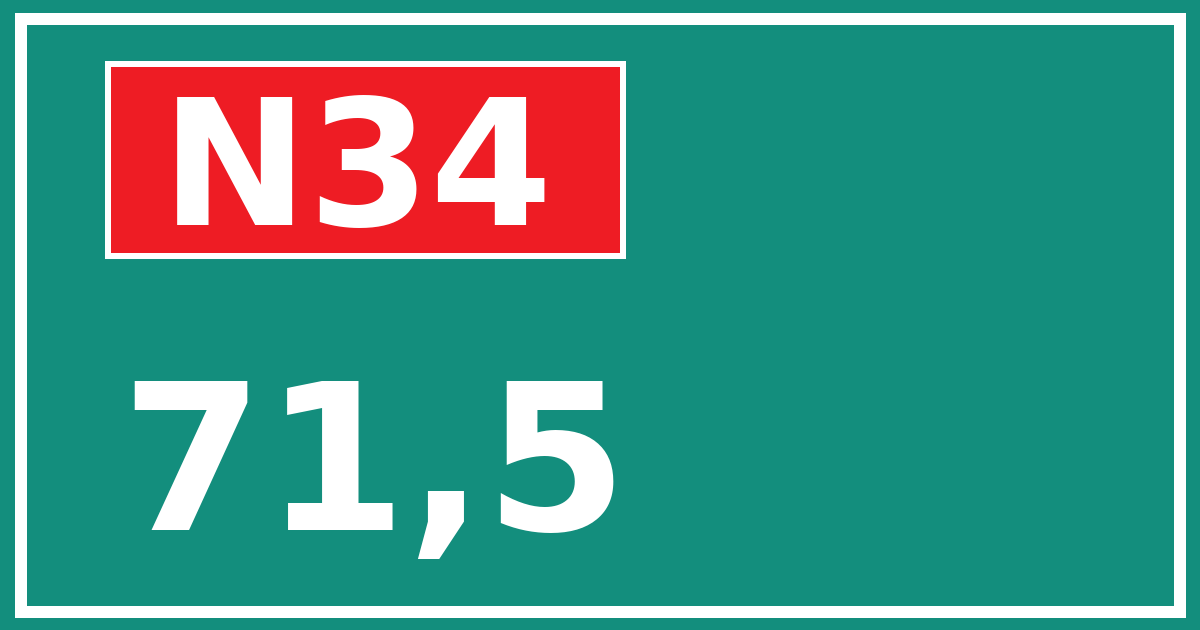 Hectometerbord N34 71,5
