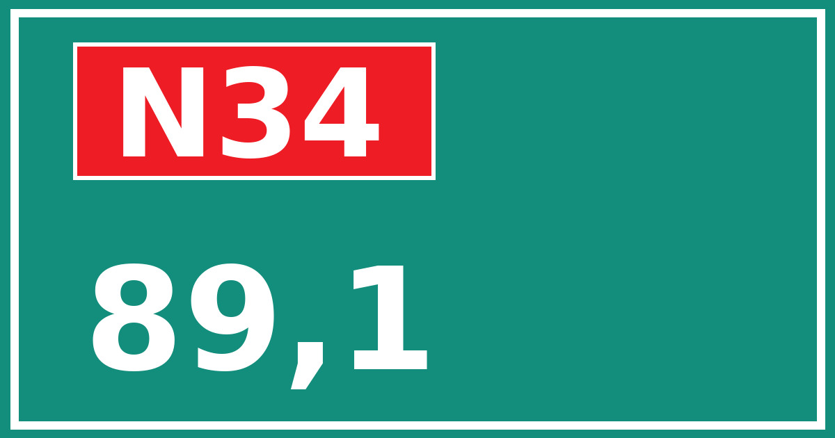 Hectometerbord N34 89,1