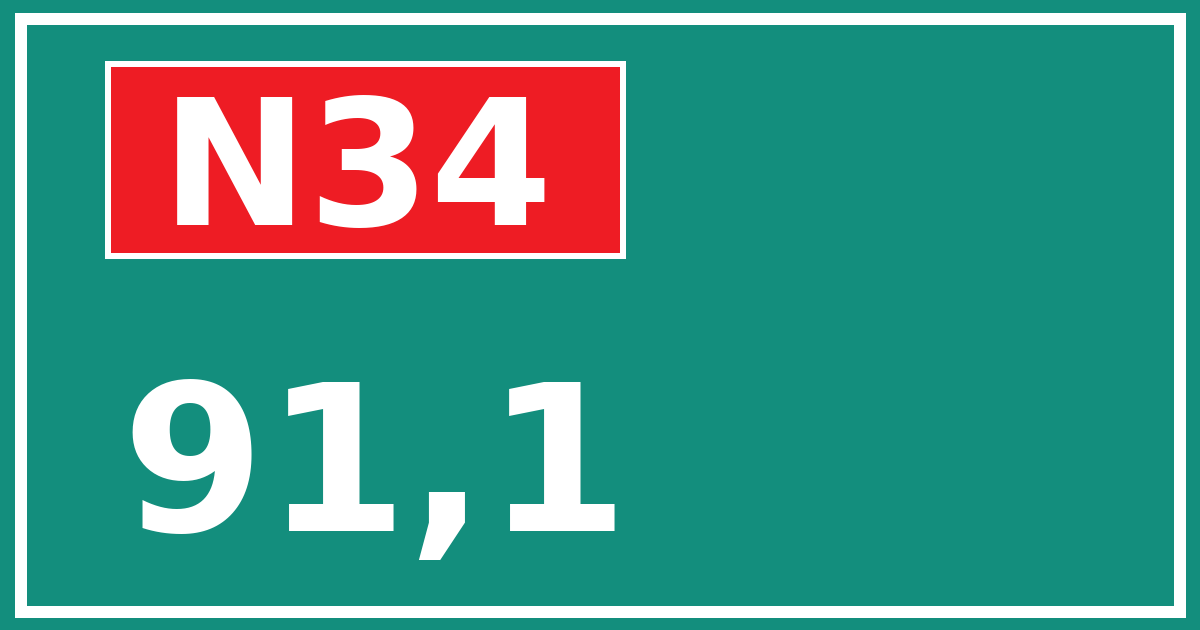 Hectometerbord N34 91,1