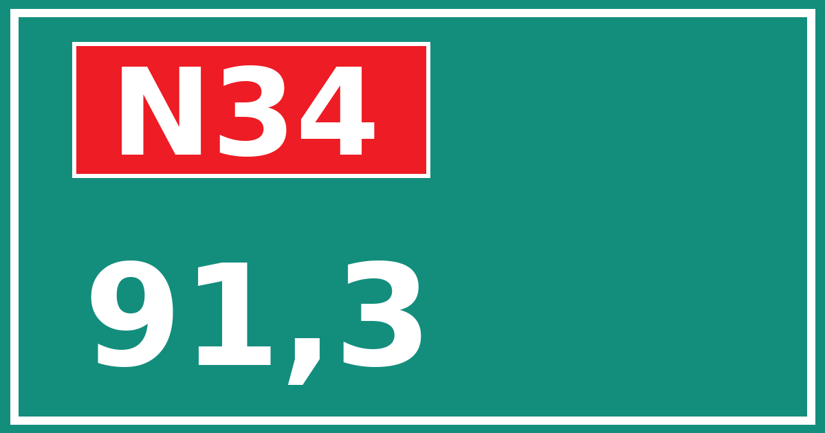 Hectometerbord N34 91,3