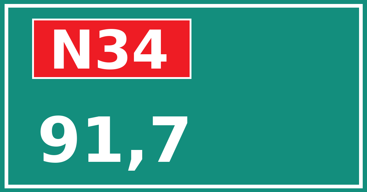 Hectometerbord N34 91,7