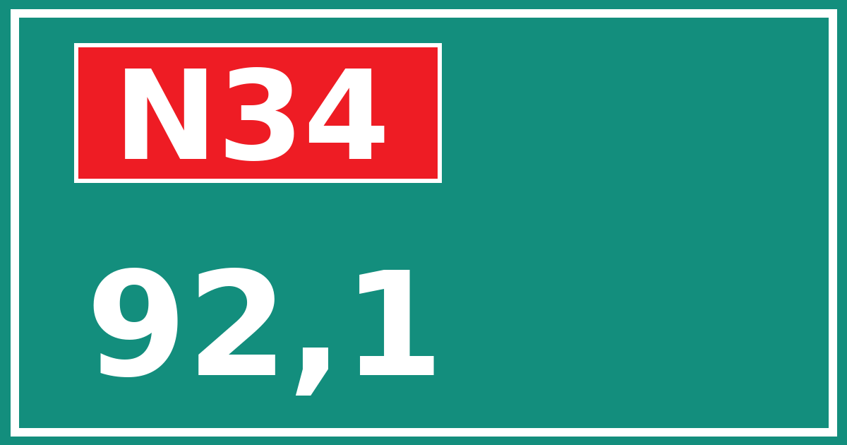 Hectometerbord N34 92,1