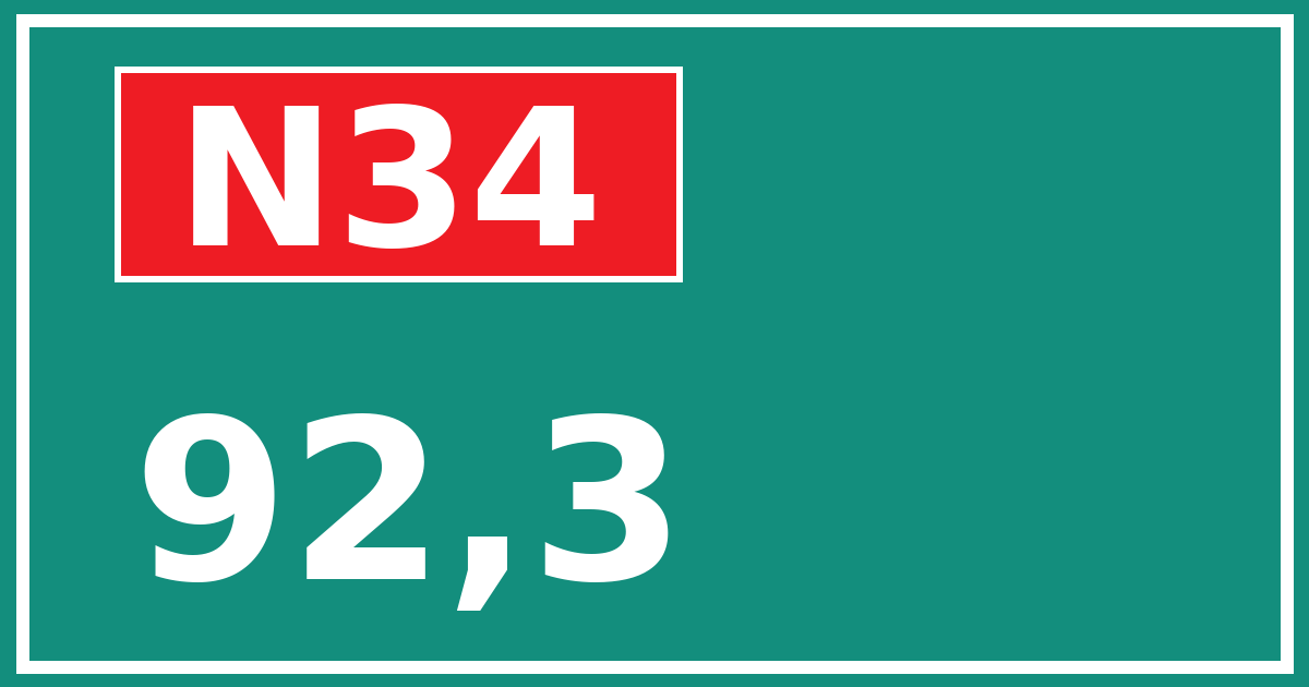 Hectometerbord N34 92,3