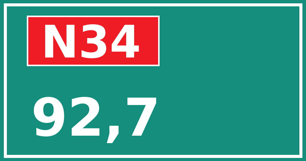 Hectometerbord N34 92,7