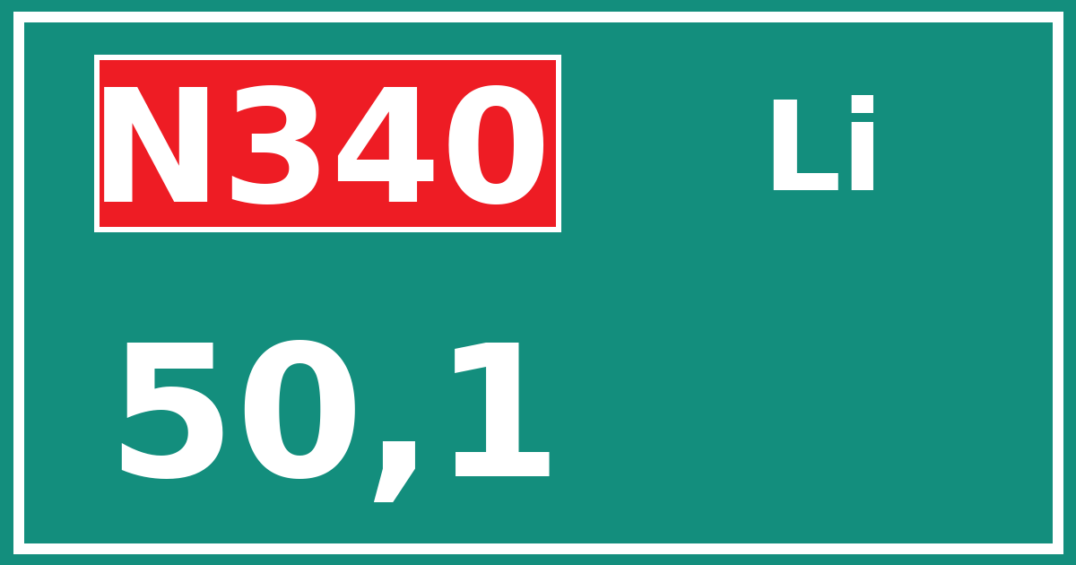Hectometerbord N340 50,1 zijde Li