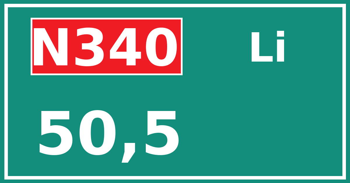Hectometerbord N340 50,5 zijde Li